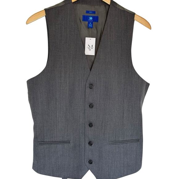 Egara Vest Mens Size M Gray Wool Slim Fit Button Front Waistcoat Homecoming New - Picture 1 of 7